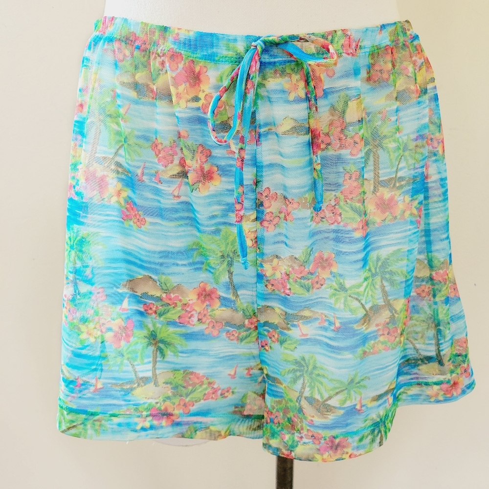 Vintage Kathy Ireland swim coverup shorts large